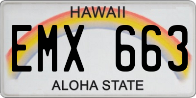 HI license plate EMX663