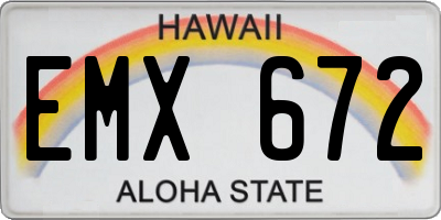 HI license plate EMX672