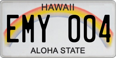 HI license plate EMY004