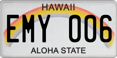 HI license plate EMY006