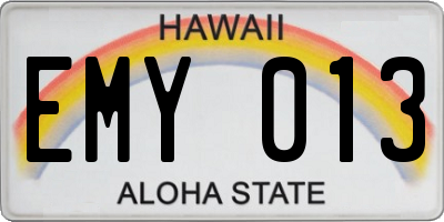 HI license plate EMY013