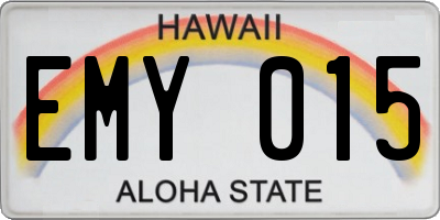 HI license plate EMY015