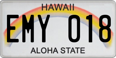 HI license plate EMY018