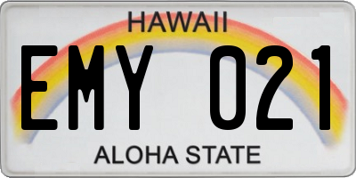 HI license plate EMY021