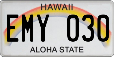 HI license plate EMY030