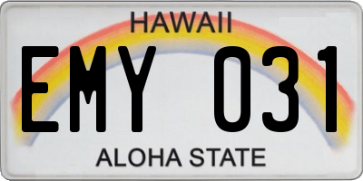 HI license plate EMY031
