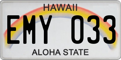 HI license plate EMY033
