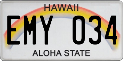 HI license plate EMY034