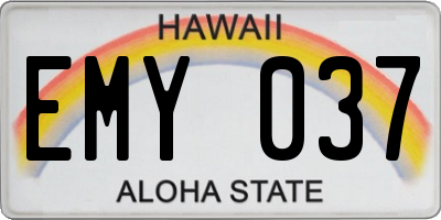 HI license plate EMY037