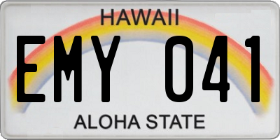 HI license plate EMY041