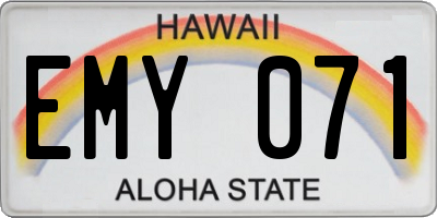 HI license plate EMY071