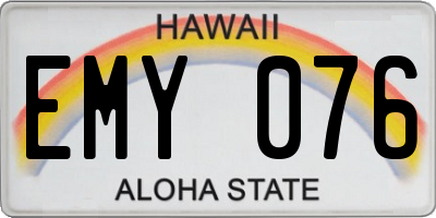 HI license plate EMY076