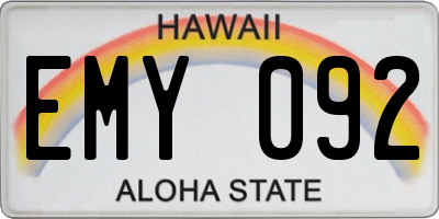 HI license plate EMY092