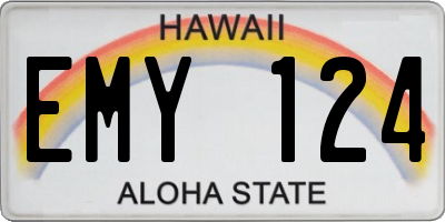 HI license plate EMY124