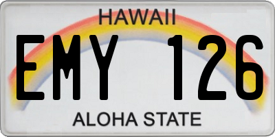 HI license plate EMY126