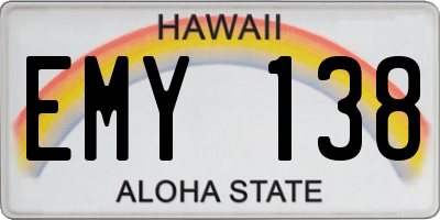 HI license plate EMY138