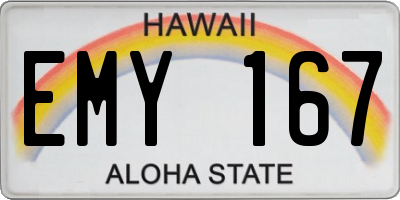 HI license plate EMY167