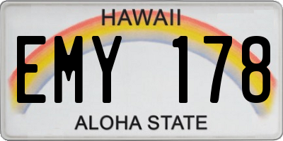 HI license plate EMY178