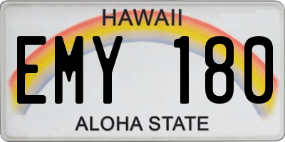 HI license plate EMY180