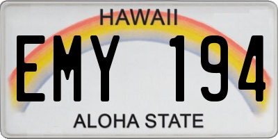 HI license plate EMY194