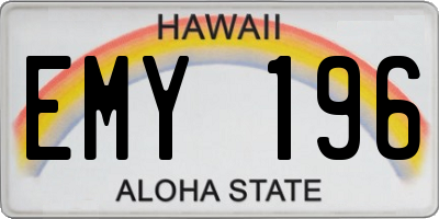 HI license plate EMY196