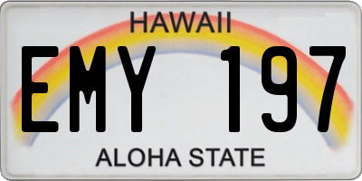 HI license plate EMY197