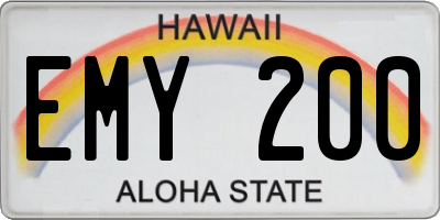 HI license plate EMY200