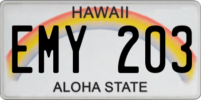 HI license plate EMY203