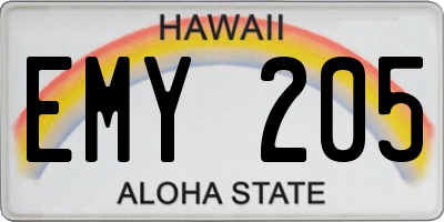 HI license plate EMY205