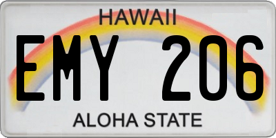 HI license plate EMY206