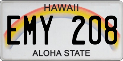 HI license plate EMY208