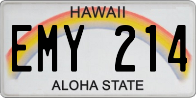 HI license plate EMY214
