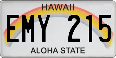 HI license plate EMY215