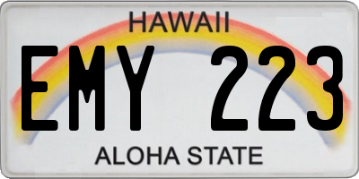HI license plate EMY223