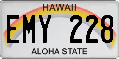 HI license plate EMY228