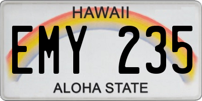 HI license plate EMY235