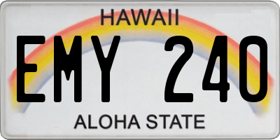 HI license plate EMY240