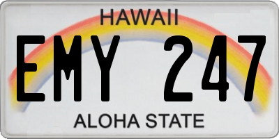 HI license plate EMY247