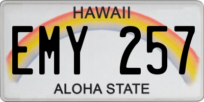 HI license plate EMY257