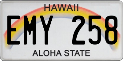 HI license plate EMY258