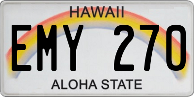 HI license plate EMY270
