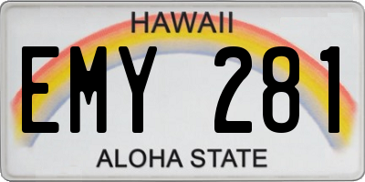 HI license plate EMY281