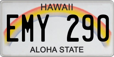 HI license plate EMY290
