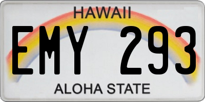 HI license plate EMY293