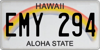 HI license plate EMY294