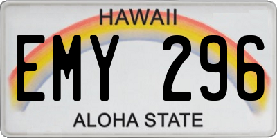 HI license plate EMY296