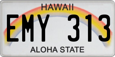 HI license plate EMY313