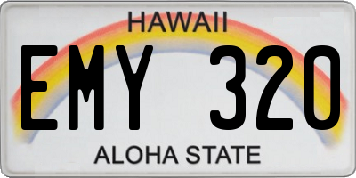 HI license plate EMY320