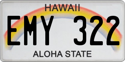 HI license plate EMY322