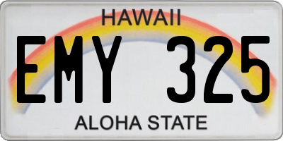 HI license plate EMY325